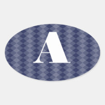 Argyle con monograma pegatinas ovaladas personalizadas