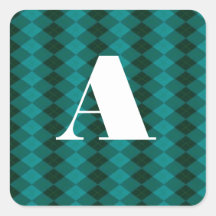 Argyle con monograma calcomania cuadradas personalizada
