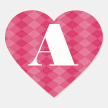 Argyle con monograma calcomania de corazon personalizadas