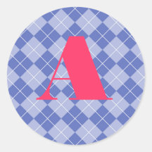 Argyle con monograma pegatina redonda