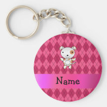 Argyle conocido personalizado del rosa del perro llaveros