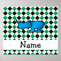 Argyle conocido personalizado del verde del negro  poster