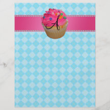 Argyle rosado del azul de la magdalena del monogra tarjetas publicitarias