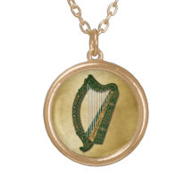 Arpa irlandesa en el oro - 3 collar personalizado