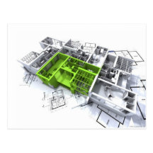 arquitetura-planta-3d-verde cartoes postais
