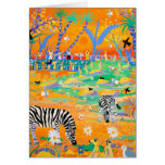 Art Card: Stripy Safari Sunset at the Zoo. Zebras. tarjetas
