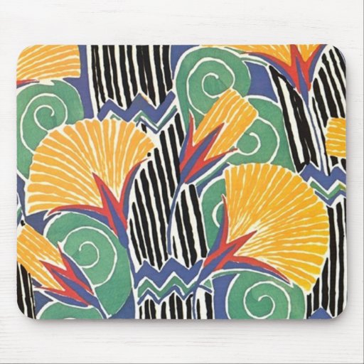 Art déco colorido salvaje Mousepad floral Tapete De Ratón