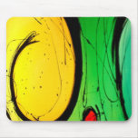 Arte abstracto amarillo y verde brillante enrrolla tapete de ratón