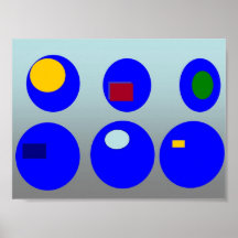 Arte abstracto - azules azules del círculo poster