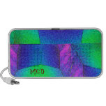 Arte abstracto de los cristales en monograma rosad notebook altavoz