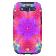Arte abstracto en magenta, rojo y azul galaxy SIII funda