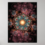 Arte adornado del fractal de la broche poster