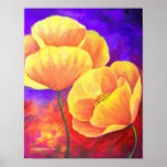 Arte amarillo de la pintura de la flor de la amapo