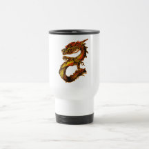 Arte anaranjado y negro del dragón taza