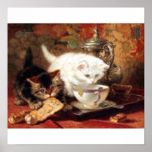 Arte antiguo lindo de los gatitos del fiesta de me posters