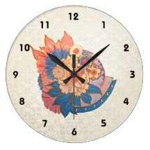 Arte asiático del collage de la flor relojes de pared