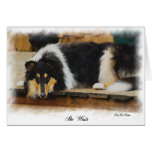 Arte áspero de los regalos del collie del tri colo felicitaciones