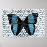 Arte azul de la mariposa de Boho Posters