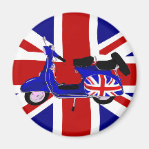 Arte azul de la vespa del vintage UJ Iman De Nevera