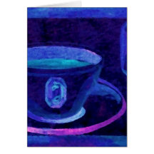 Arte azul del café de CricketDiane de las gemas de Tarjetón
