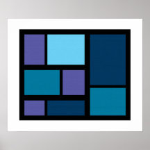 Arte azul geométrico poster