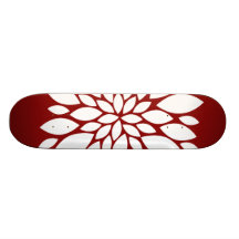 Arte bonito del pétalo de la flor blanca en rojo monopatín