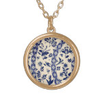 Arte chino azul del vintage collares personalizados