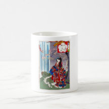 Arte clásico japonés oriental fresco de la señora  tazas de café