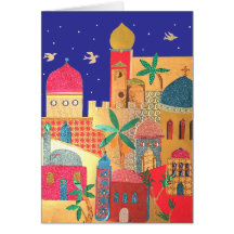 Arte colorido de la ciudad de Jerusalén Felicitaciones