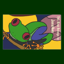Arte colorido de la placa de libro de la rana arbó pegatinas
