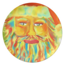 Arte de "Claus colorido" Santa Plato De Comida