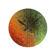 Arte de cristal con verde rojo y el naranja reloj