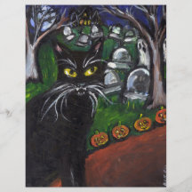 Arte de Halloween del vampiro del gato negro Tarjetas Informativas