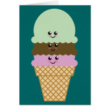Arte de Kawaii del cono de helado Tarjetón