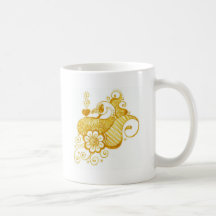 Arte de la alheña de Mehndi del oro Taza