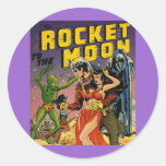 Arte de la cubierta de cómic del vintage de Sci Fi Pegatinas Redondas