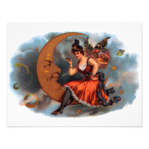 Arte de la etiqueta del cigarro del vintage; Luna  Anuncios