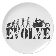Arte de la evolución del jinete de la motocicleta  plato para fiesta