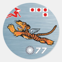 Arte de la nariz de Flying Tigers WWII Etiquetas Redondas