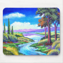 Arte de la pintura del río del paisaje - multi tapetes de ratones