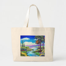 Arte de la pintura del río del paisaje - multi bolsas de mano
