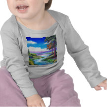 Arte de la pintura del río del paisaje - multi camisetas