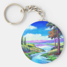 Arte de la pintura del río del paisaje - multi llaveros personalizados