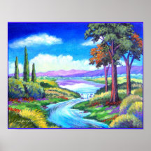 Arte de la pintura del río del paisaje - multi poster