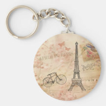 Arte de la torre Eiffel del vintage Llaveros