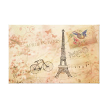Arte de la torre Eiffel del vintage Lienzo Envuelto Para Galerias