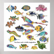 Arte de los pescados del dibujo animado de la imag posters