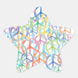 Arte de los símbolos de paz pegatina forma de estrella personalizada