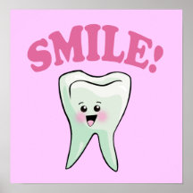 Arte del diente de Kawaii de la sonrisa Posters