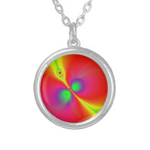 Arte del fractal de los naranjas que brilla intens collar personalizado